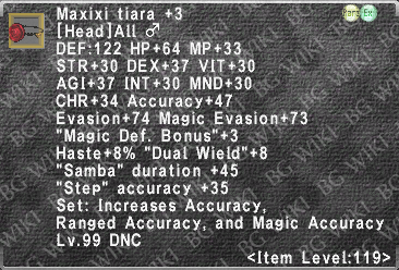 Maxixi Tiara +3 description.png